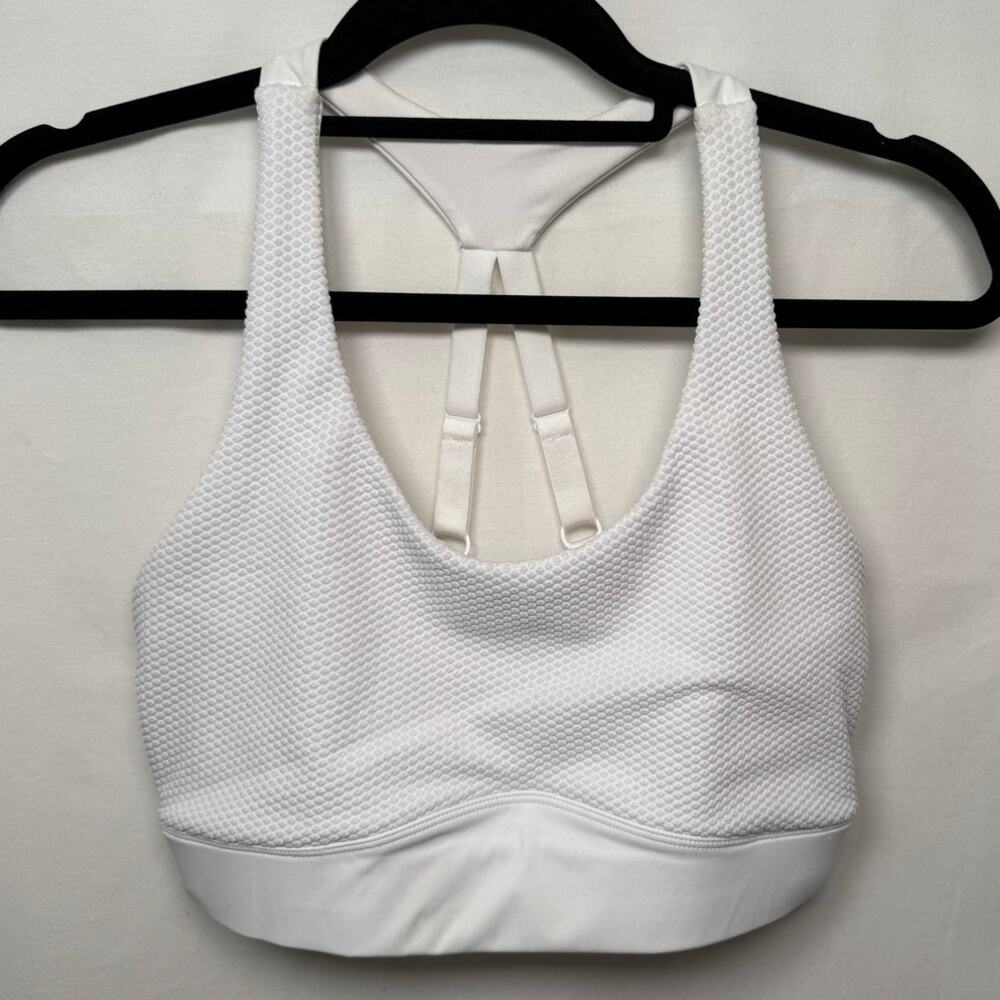 Zyia Active White Polka Adjustable Strappy Bra, Size M Racerback, Athletic